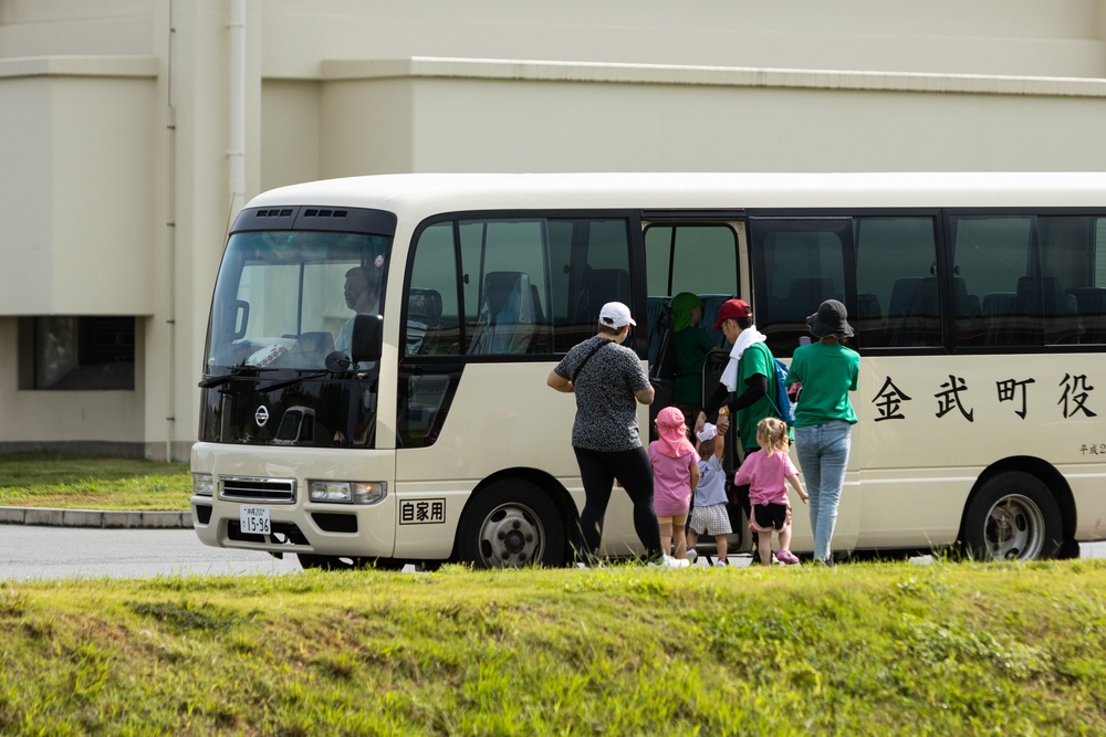 US Marines and Kin Town residents conduct a Tsunami Evacuation Drill on Camp Hansen