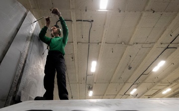 VFA 31Tomcatters Perform Maintenance in USS Gerald R. Ford's Hangar Bay