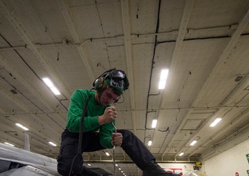 VFA 31Tomcatters Perform Maintenance in USS Gerald R. Ford's (CVN 78) Hangar Bay