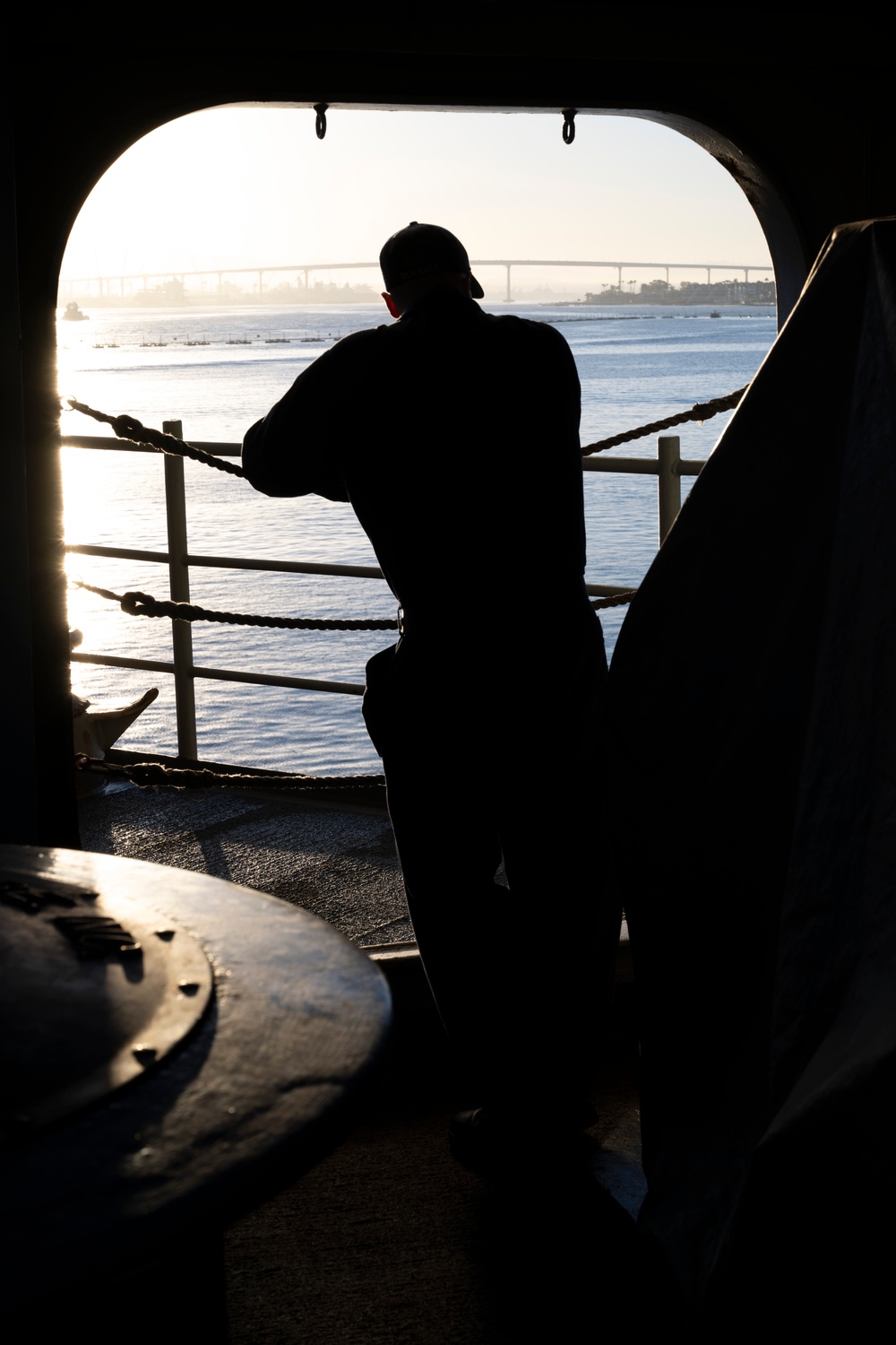 Nimitz Sailor Observes Sunrise