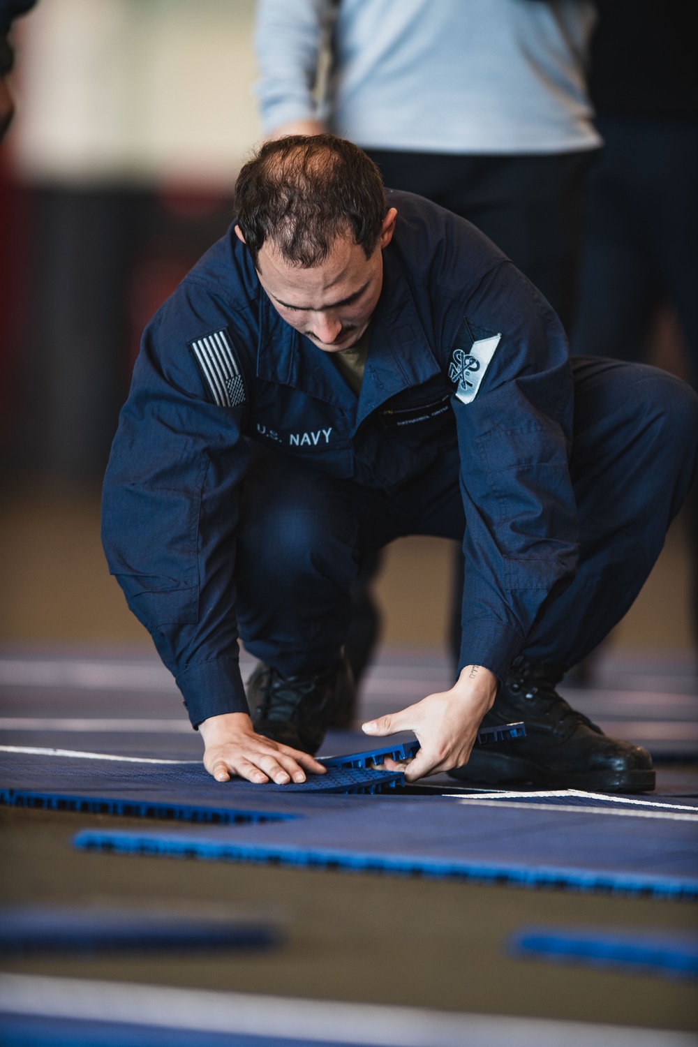 USS Ronald Reagan (CVN 76) MWR sets up a basketball court