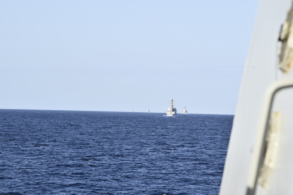 USS Winston S. Churchill conducts a group Surface Warfare Exercise