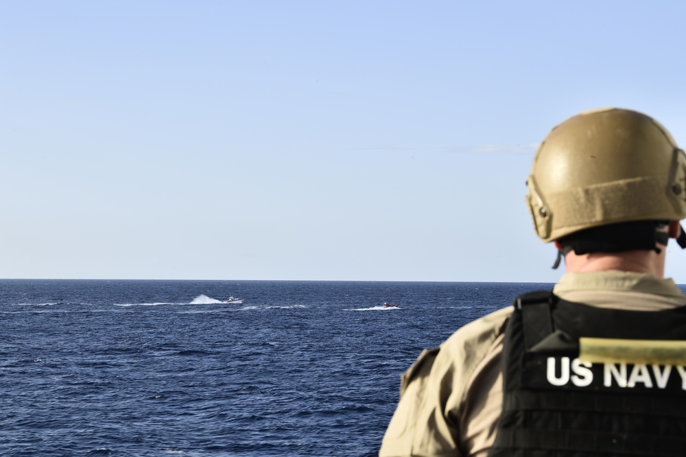 USS Winston S. Churchill conducts a Surface Warfare Exercise