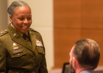 Brig. Gen. Tomika Seaberry speaking to audience members at SCOPE Logistics and Supply Chain Summit