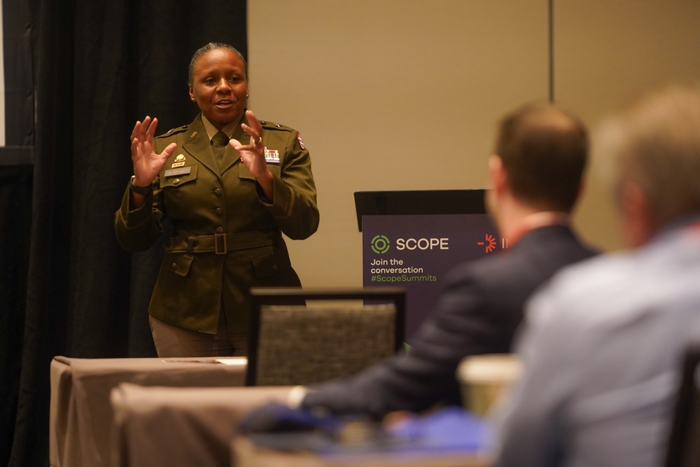 Brig. Gen. Tomika Seaberry delivers keynote speech during SCOPE Logistics and Supply Chain Summit