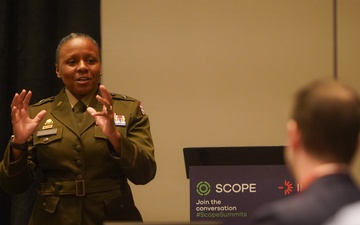 Brig. Gen. Tomika Seaberry delivers keynote speech during SCOPE Logistics and Supply Chain Summit