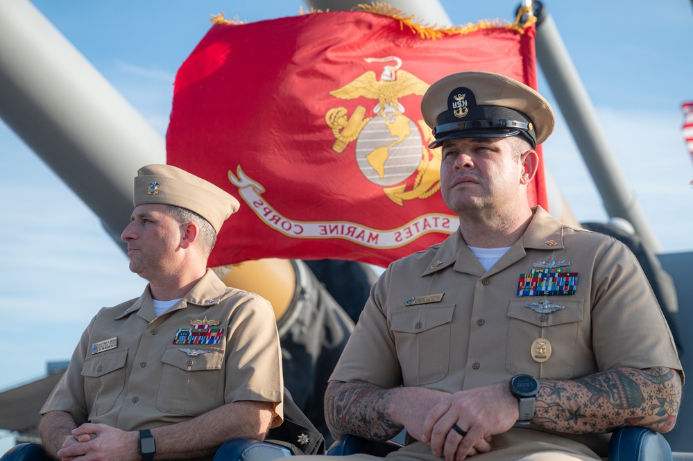 Sailors with USS John Basilone (DDG 122) visit USS New Jersey