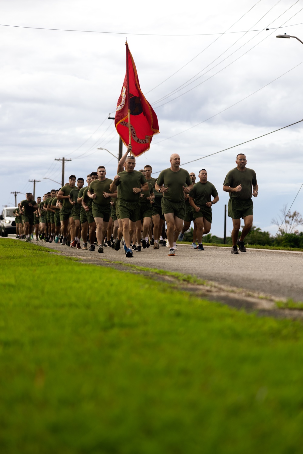 Marines with Camp Blaz participate in the 249th Marine Corps Birthday run