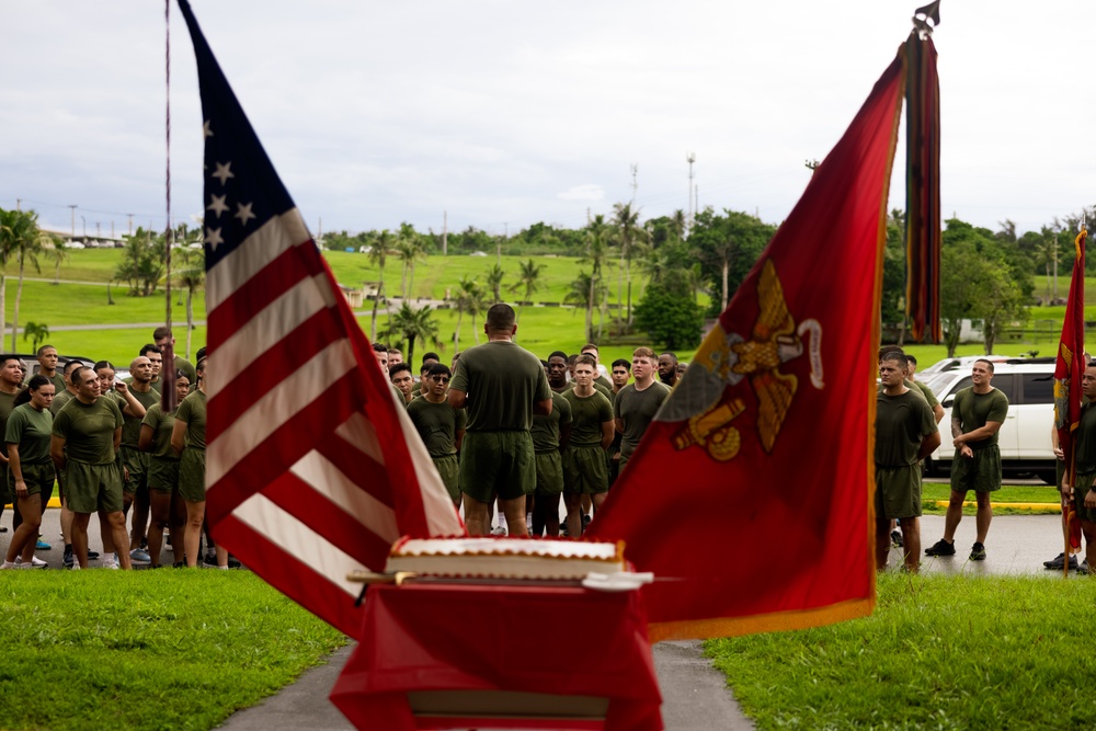 Marines with Camp Blaz participate in the 249th Marine Corps Birthday run