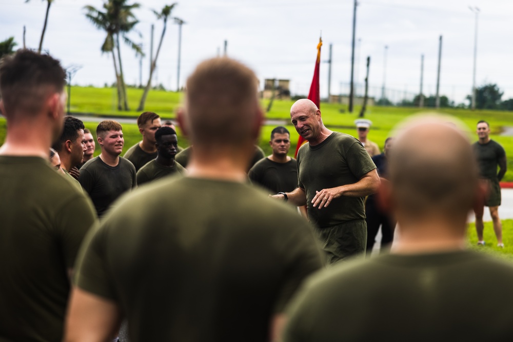 Marines with Camp Blaz participate in the 249th Marine Corps Birthday run