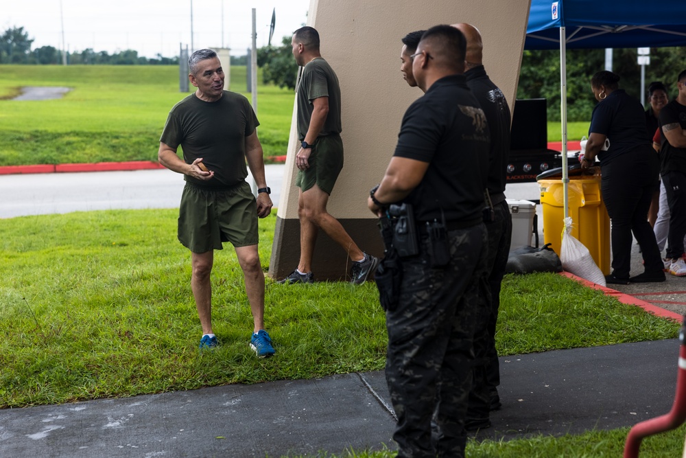 Marines with Camp Blaz participate in the 249th Marine Corps Birthday run