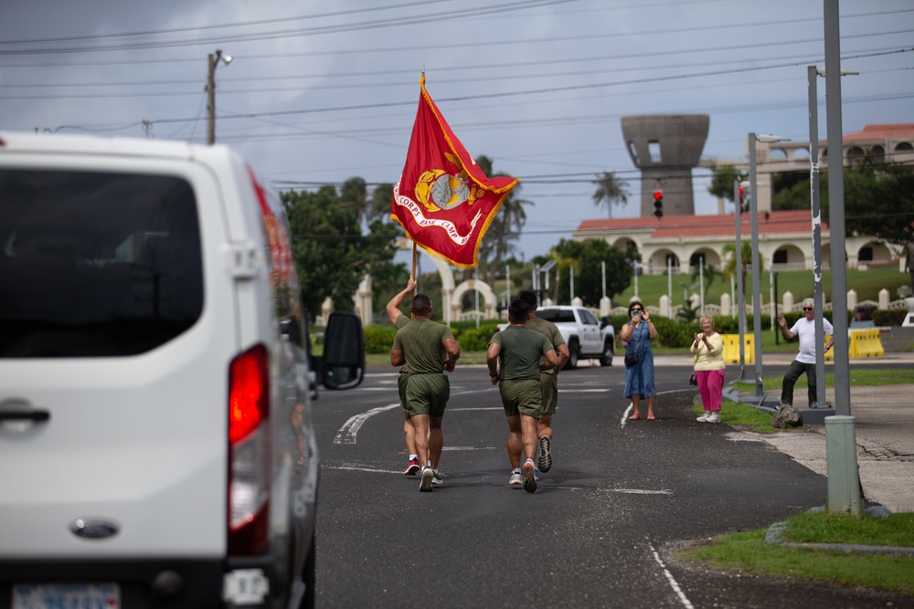 Marines with Camp Blaz participate in the 249th Marine Corps Birthday run