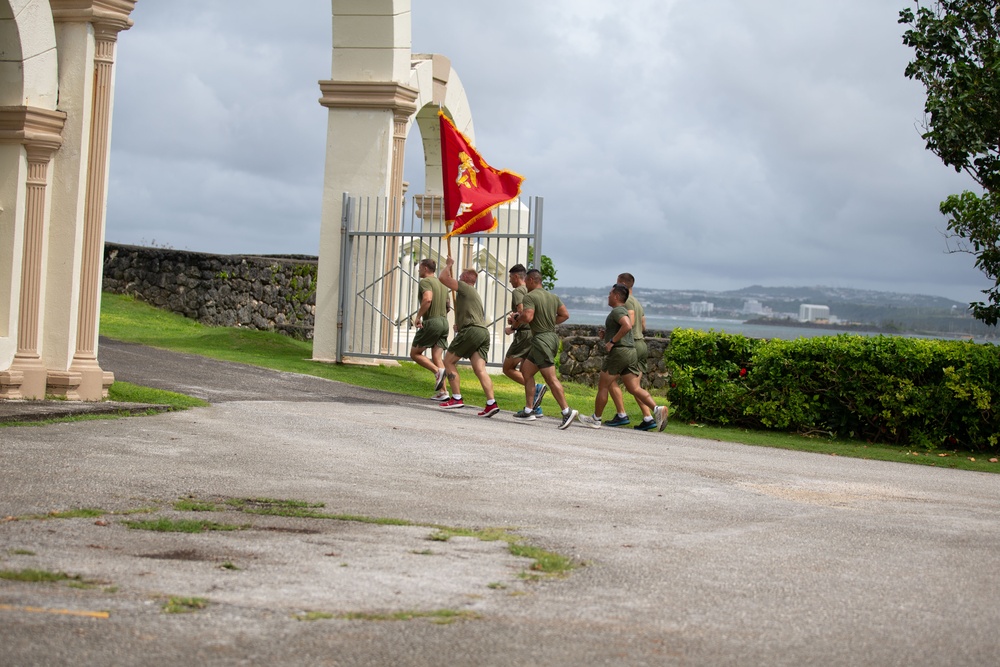 Marines with Camp Blaz participate in the 249th Marine Corps Birthday run