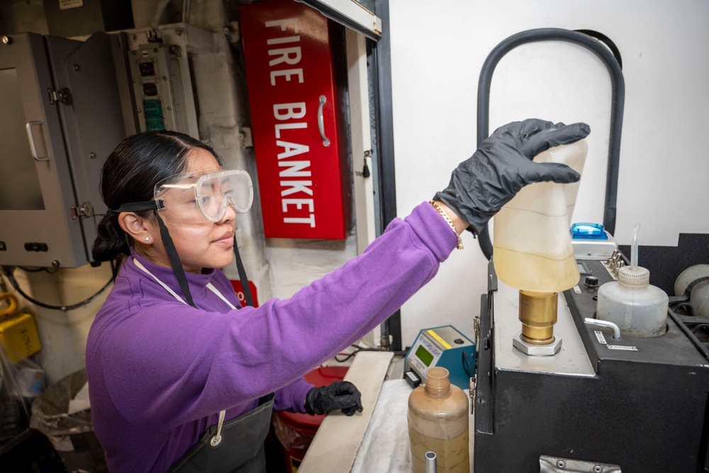 Nimitz Sailor Tests Fuel Sample