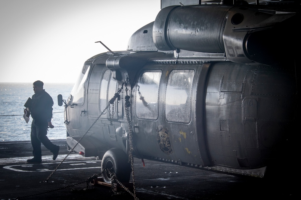 Aircraft Rest in the Hangar Bay of USS Nimitz