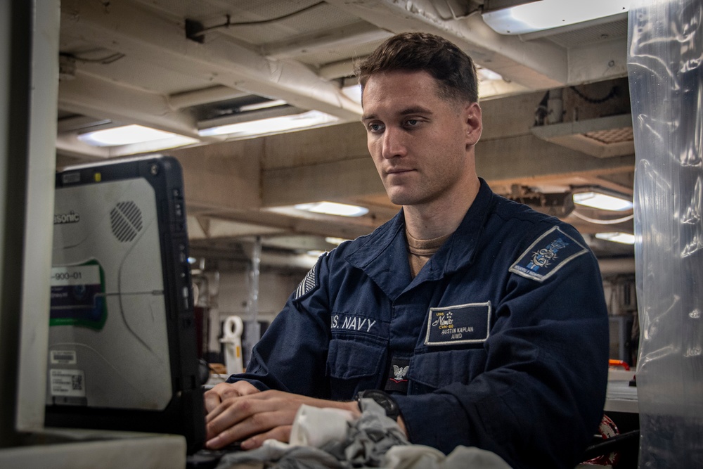 Nimitz Sailor Troubleshoots Aircraft Equipment