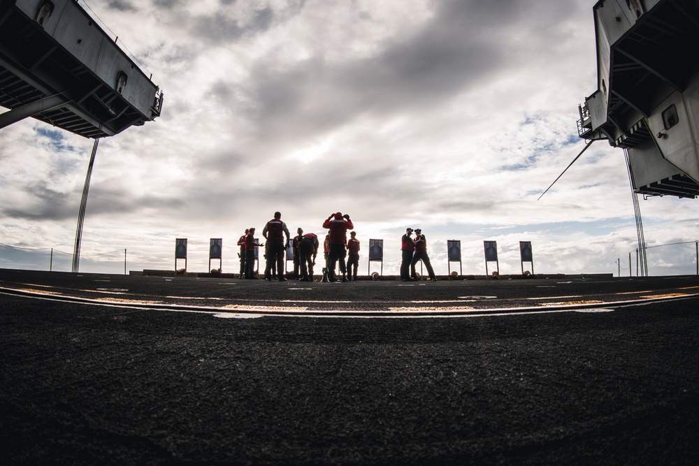 USS George Washington Conducts Small Arms Gun Shoot