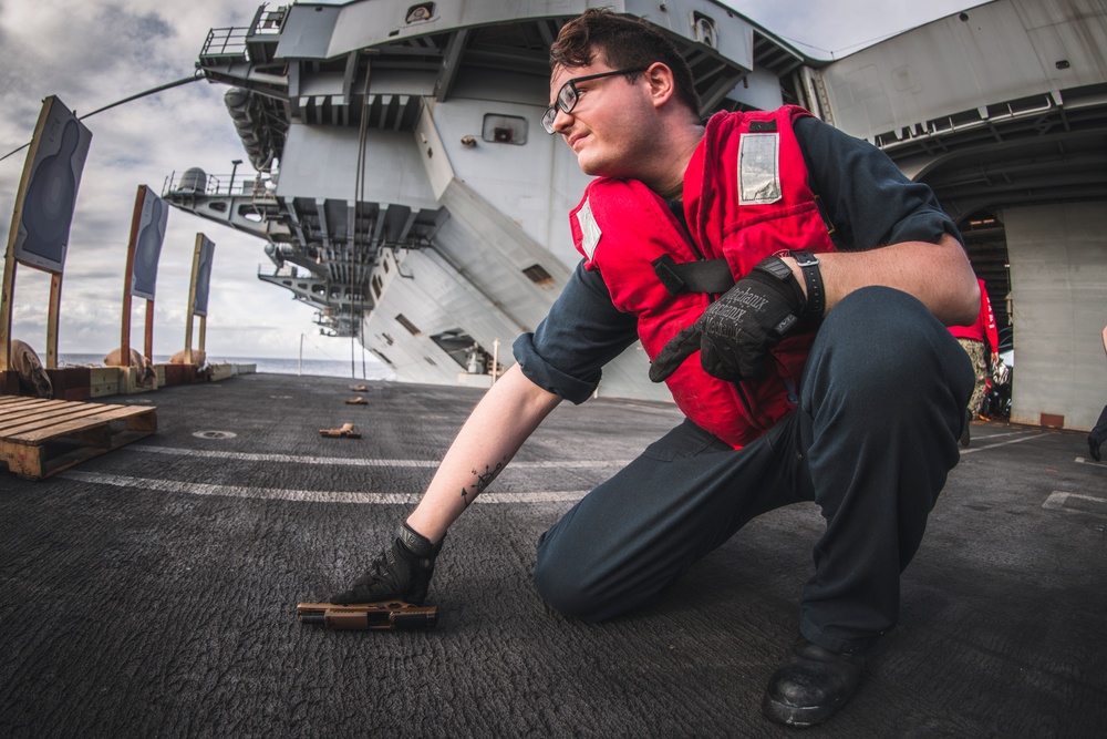 USS George Washington Conducts Small Arms Gun Shoot