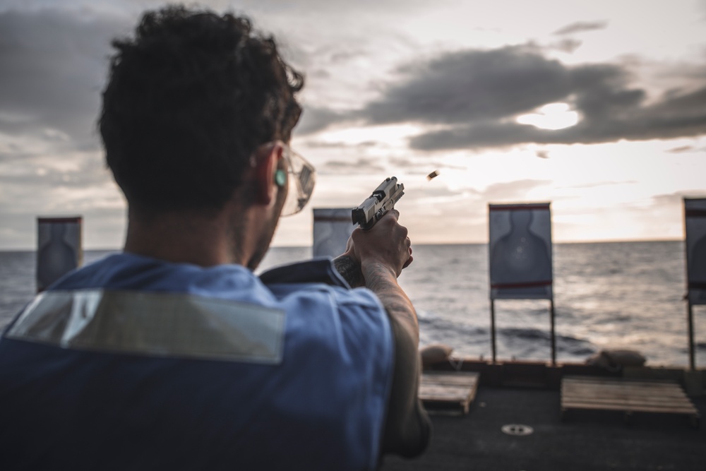 USS George Washington Conducts Small Arms Gun Shoot