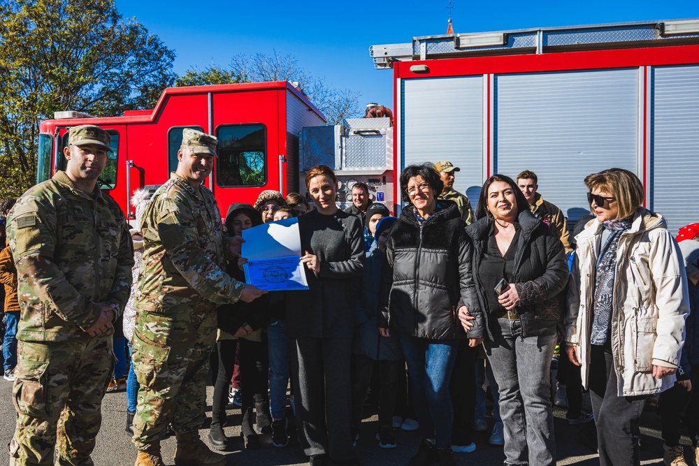 U.S. Army Firefighters Deployed to Romania Inspire Local Students During School Visit