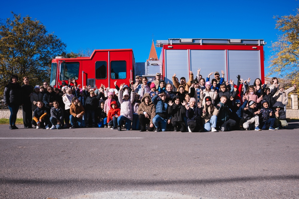 U.S. Army Firefighters Deployed to Romania Inspire Local Students During School Visit