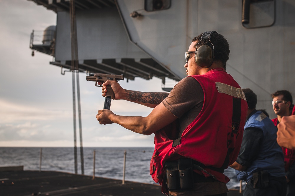 USS George Washington Conducts Small Arms Gun Shoot