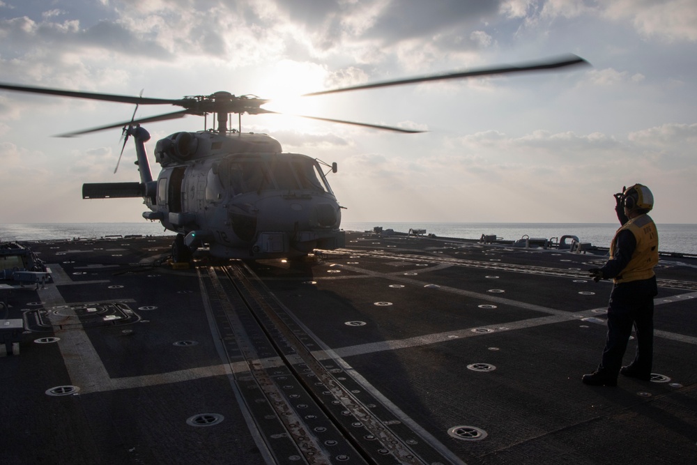 Frank E. Petersen Jr. conducts flight quarters