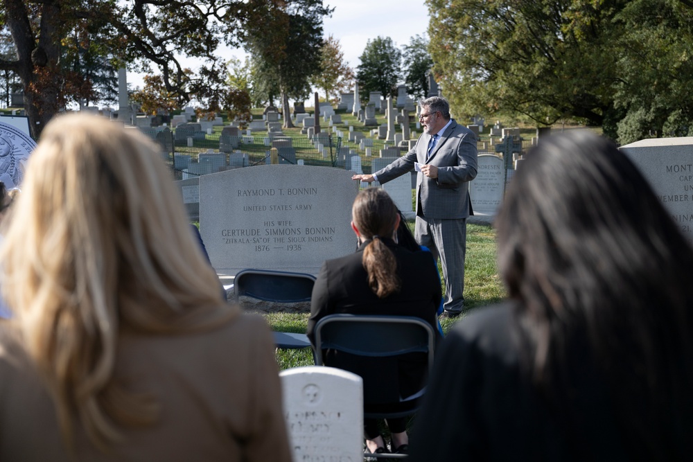 Arlington National Cemetery and the United States Mint Hold a Remembrance Ceremony for Zitkala-Ša in Section 2