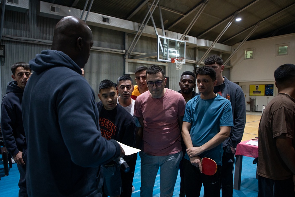 Camp Bondsteel MWR Holds a Multinational Ping Pong Tournament