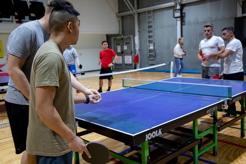 Camp Bondsteel MWR Holds a Multinational Ping Pong Tournament