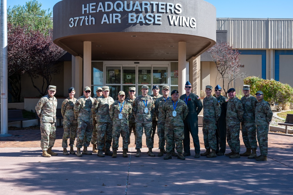 Chief Master Sgt. Selectees from Kirtland Air Force Base Pose with Chief Master Sergeants from Kirtland Air Force Base