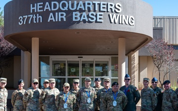 Chief Master Sgt. Selectees from Kirtland Air Force Base Pose with Chief Master Sergeants from Kirtland Air Force Base