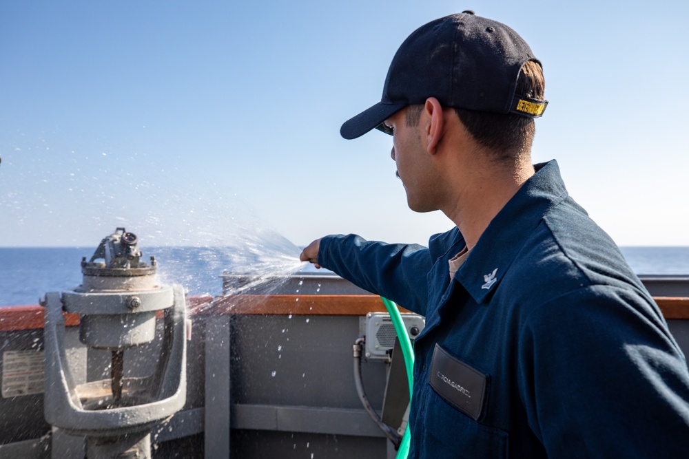 Fresh Water Wash Down Aboard the USS Cole