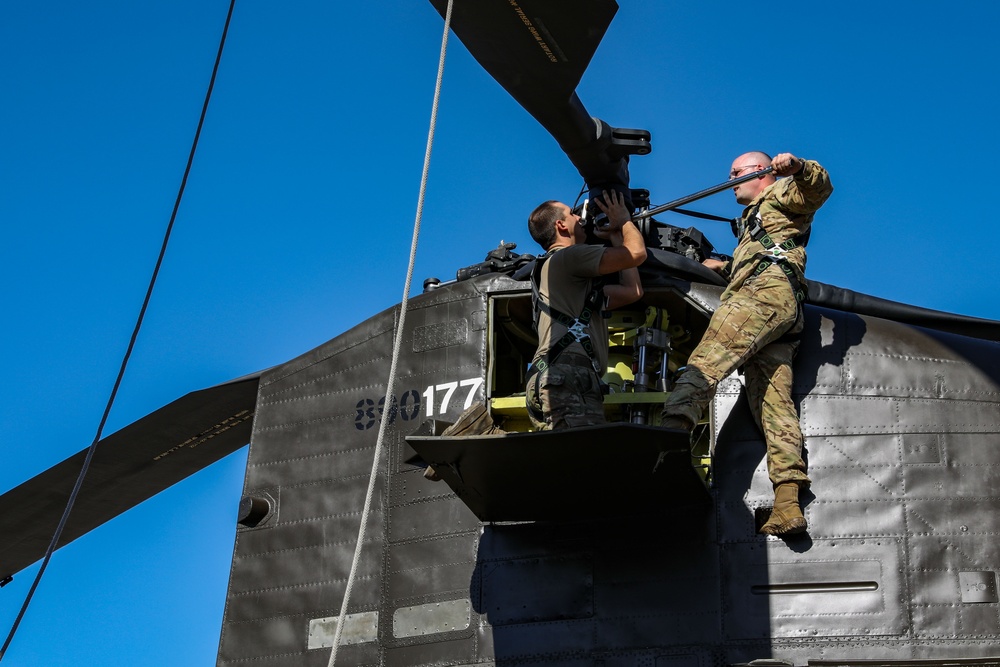 California Army National Guard Set Up Chinook At Headquarters