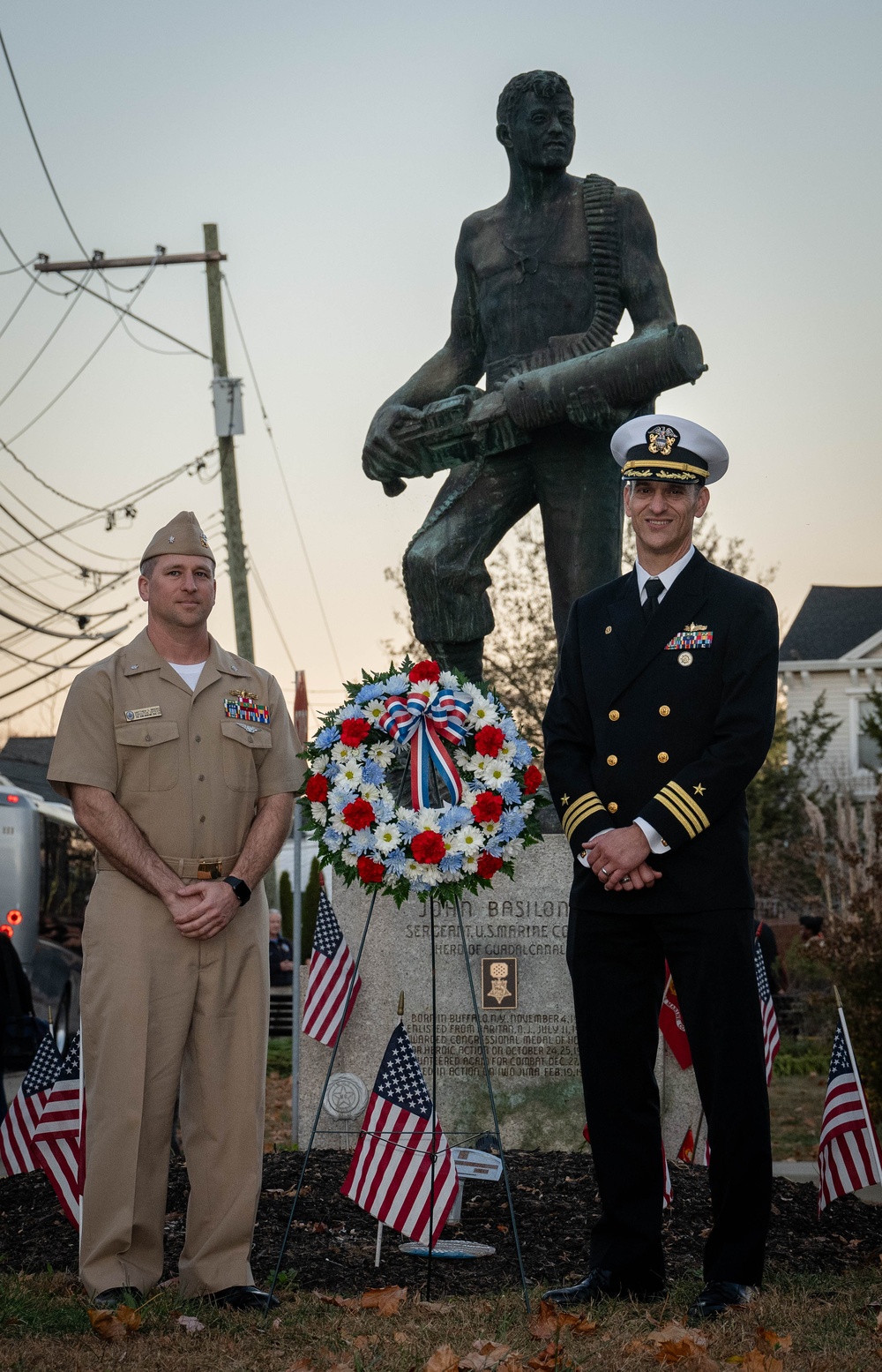 Sailors with USS John Basilone DDG 122 Participate in John Basilone Remembrance Ceremony