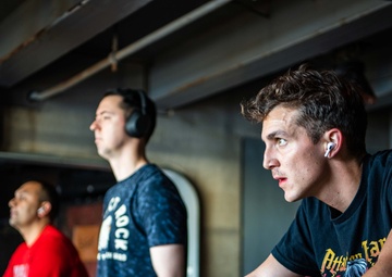 USS Ronald Reagan (CVN 76) Sailors participate in a Cycle-to-End-the-Cycle challenge