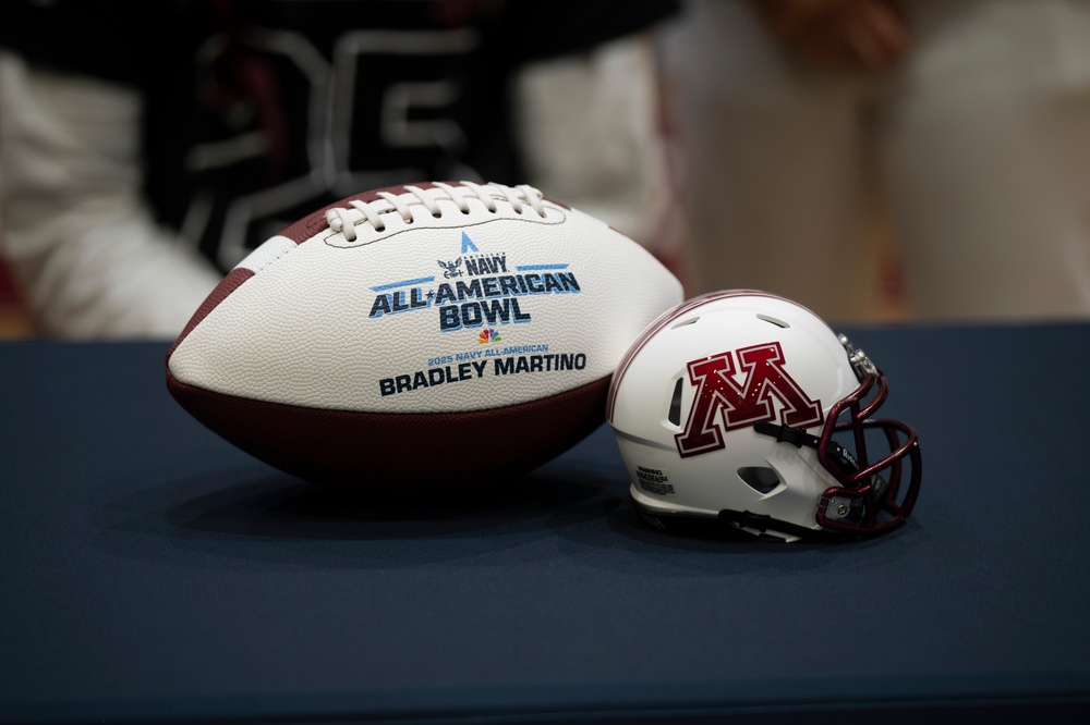 NTAG Miami Sailors Present Bradley Martino with Navy All-American Jersey