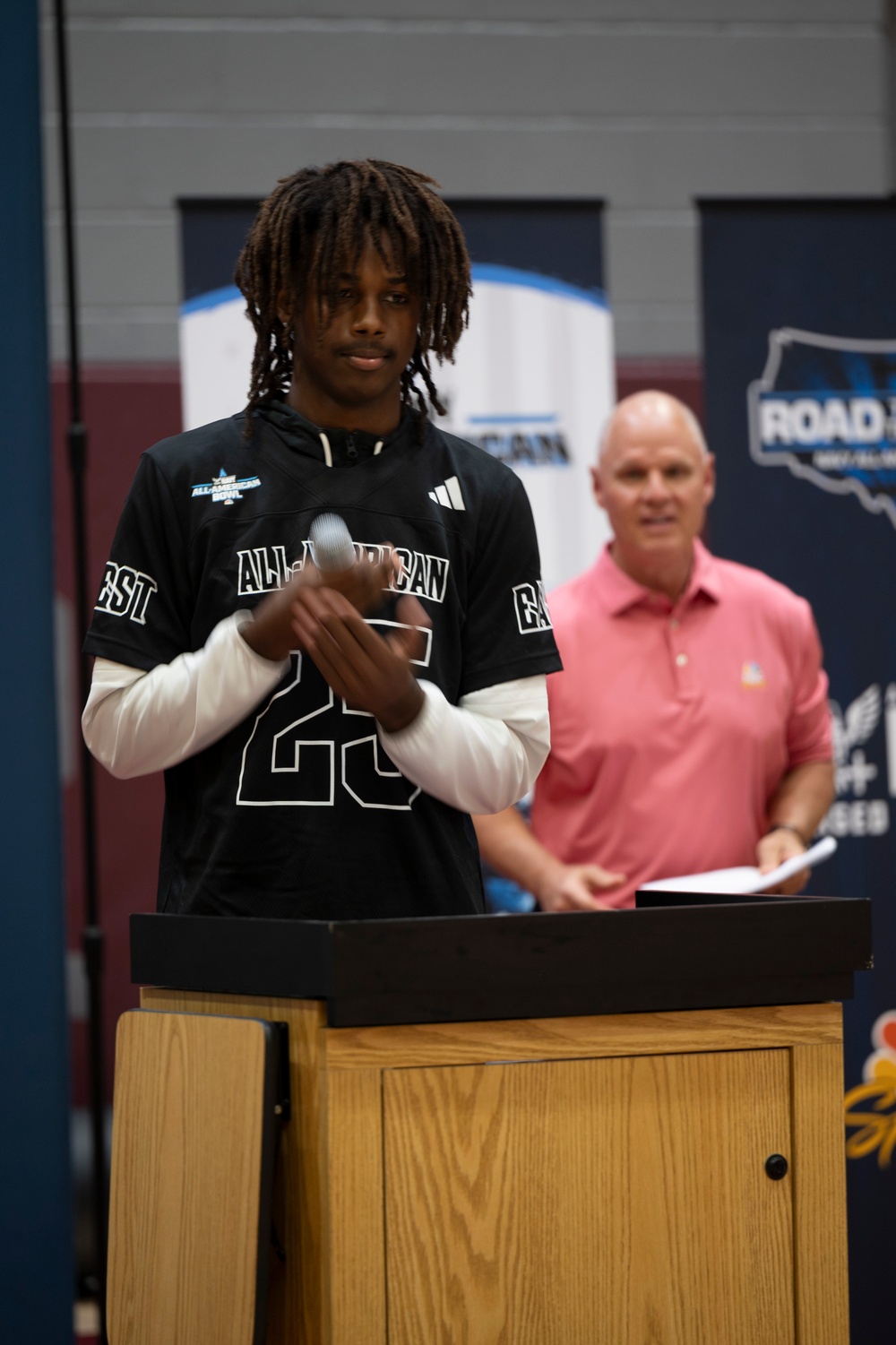 NTAG Miami Sailors Present Bradley Martino with Navy All-American Jersey