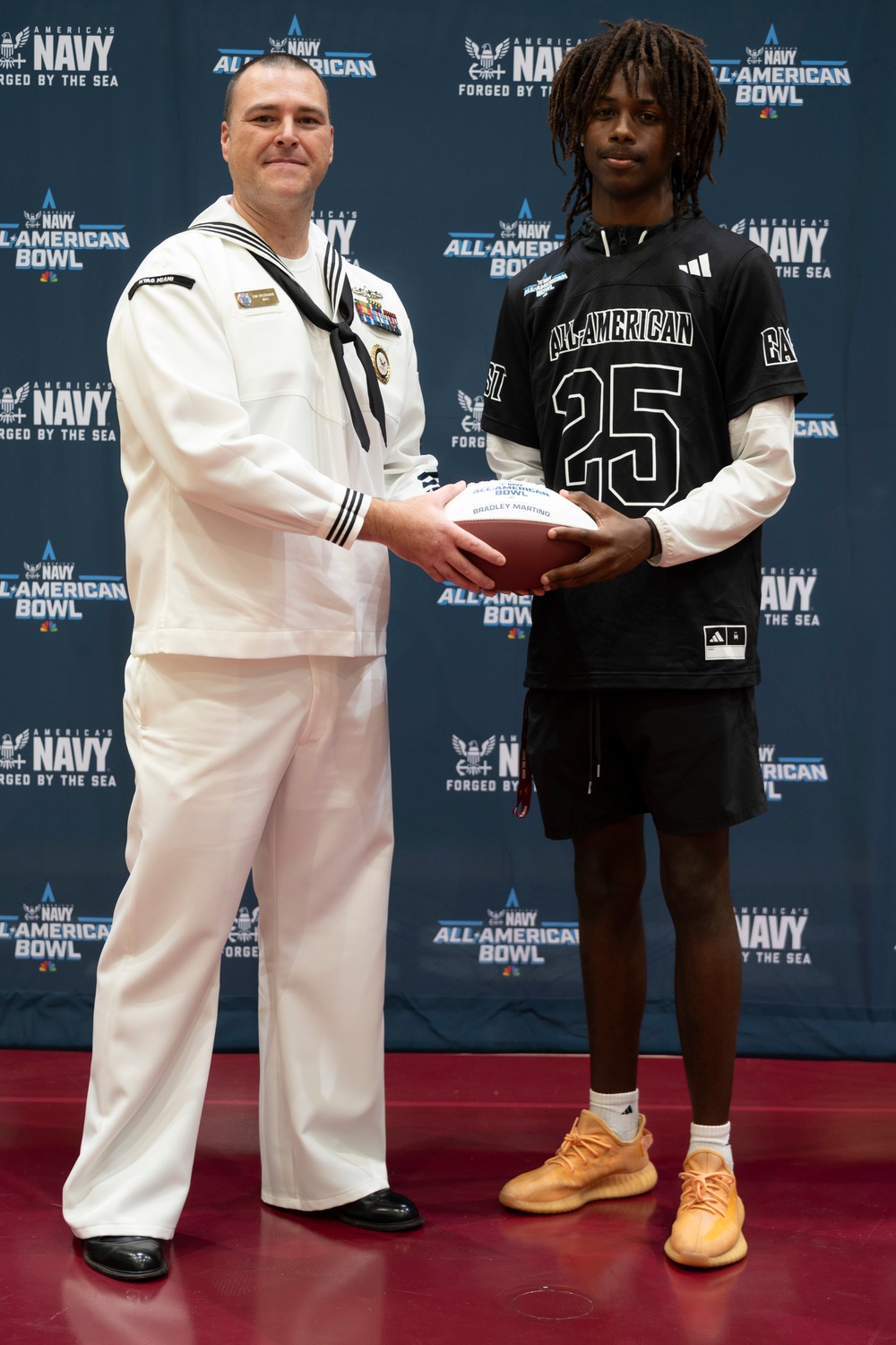 NTAG Miami Sailors Present Bradley Martino with Navy All-American Jersey