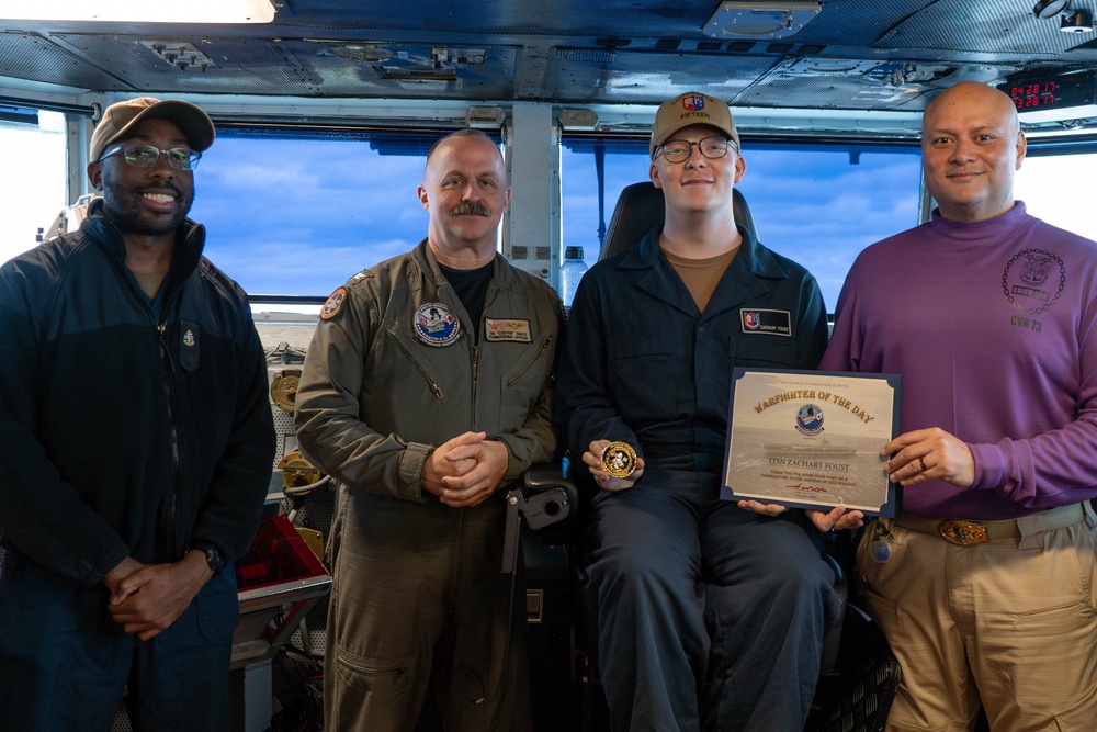 George Washington awards Warfighter of the Day: ITSN Zachary Foust