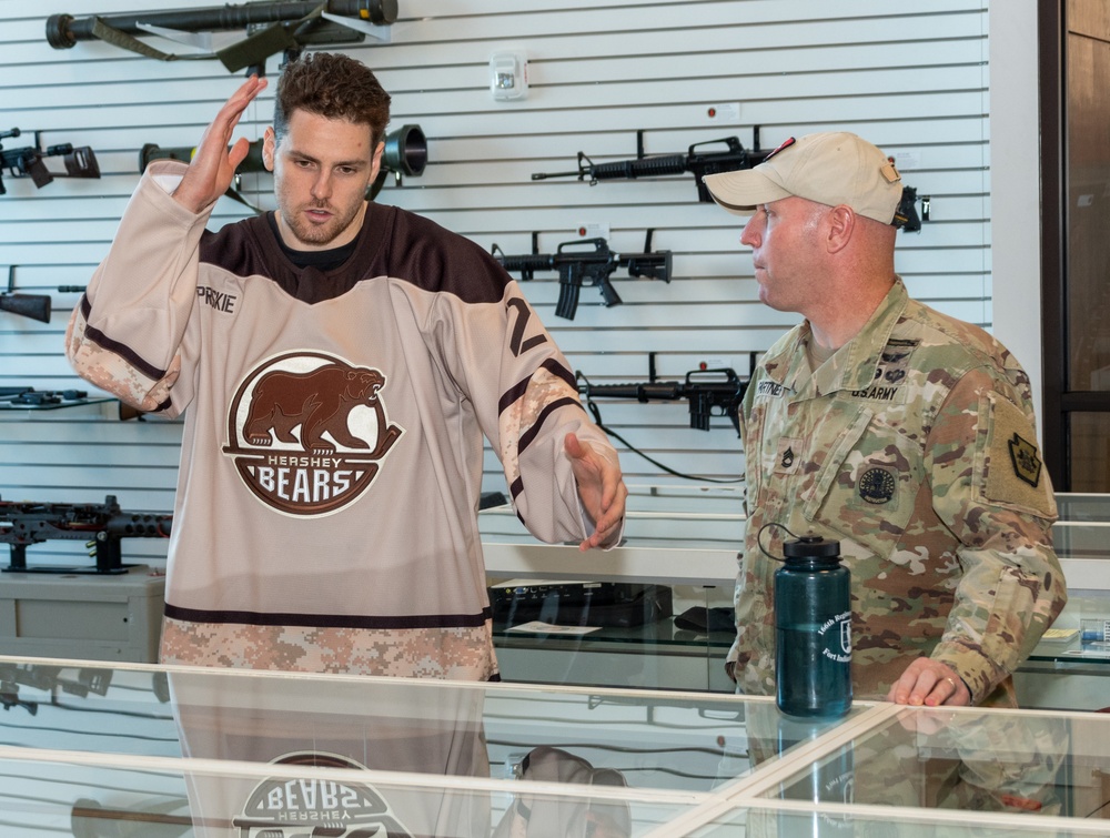 Defending Calder Cup champion Hershey Bears visit Fort Indiantown Gap, Pennsylvania National Guard members