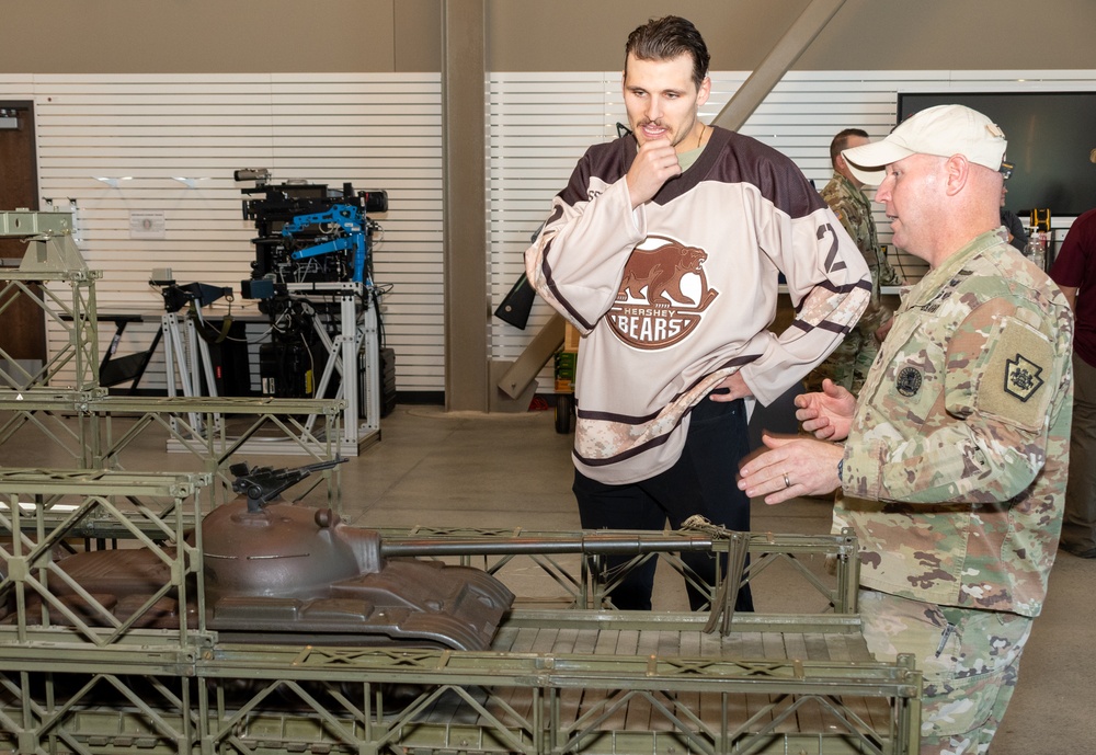 Defending Calder Cup champion Hershey Bears visit Fort Indiantown Gap, Pennsylvania National Guard members