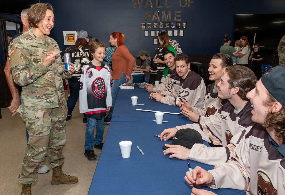 Defending Calder Cup champion Hershey Bears visit Fort Indiantown Gap, Pennsylvania National Guard members