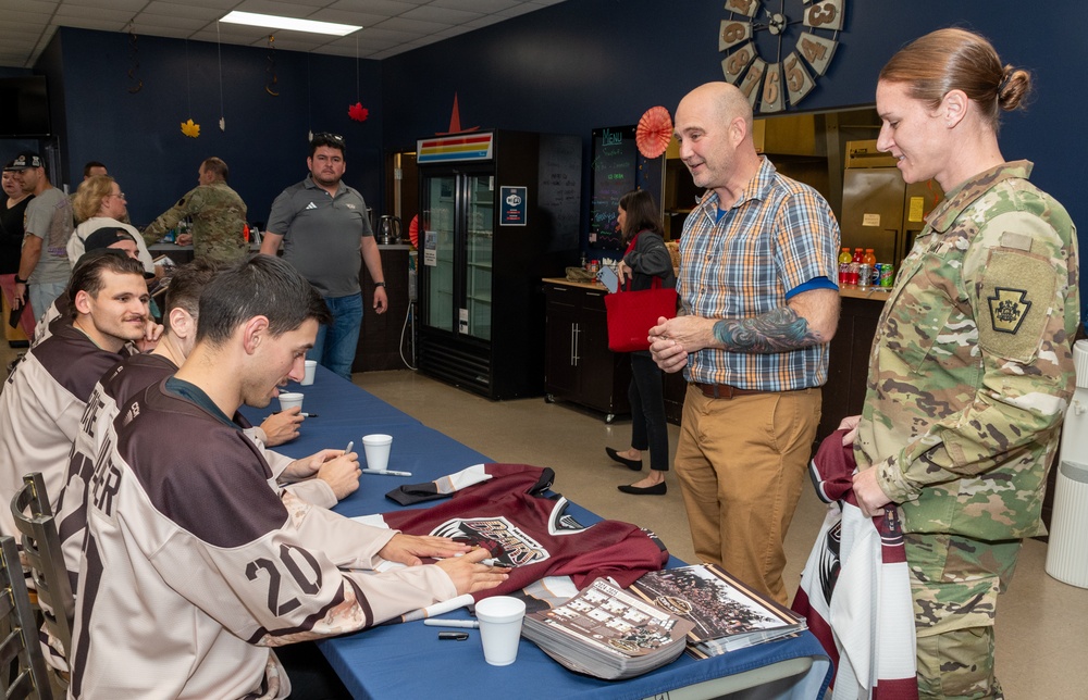 Defending Calder Cup champion Hershey Bears visit Fort Indiantown Gap, Pennsylvania National Guard members