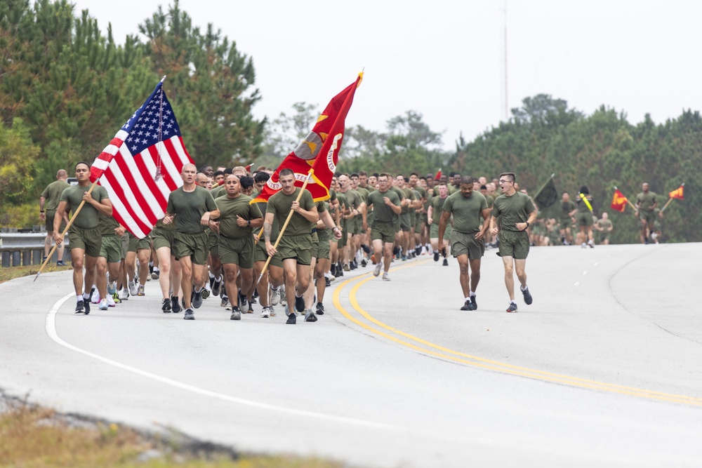 Marine Corps Combat Service Support Schools celebrates 249th birthday of the Marine Corps with motivational run