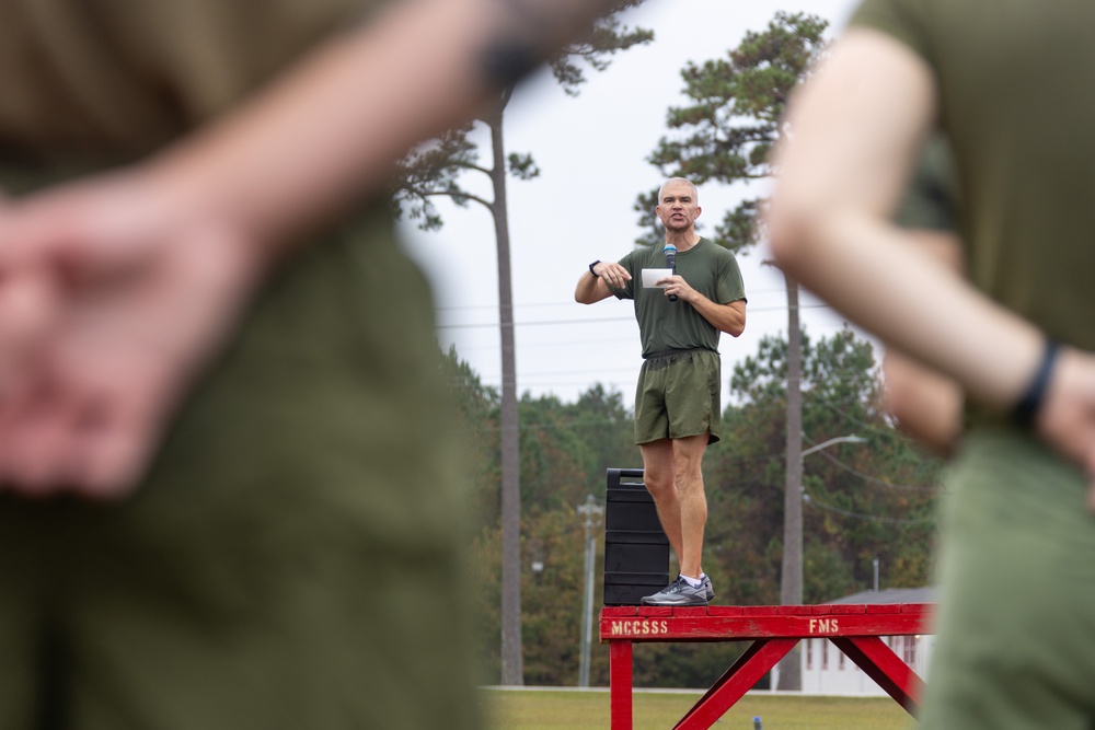 Marine Corps Combat Service Support Schools celebrates 249th birthday of the Marine Corps with motivational run