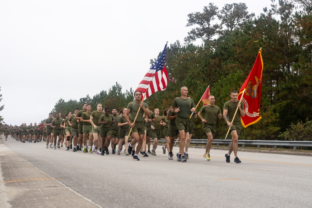 Marine Corps Combat Service Support Schools celebrates 249th birthday of the Marine Corps with motivational run