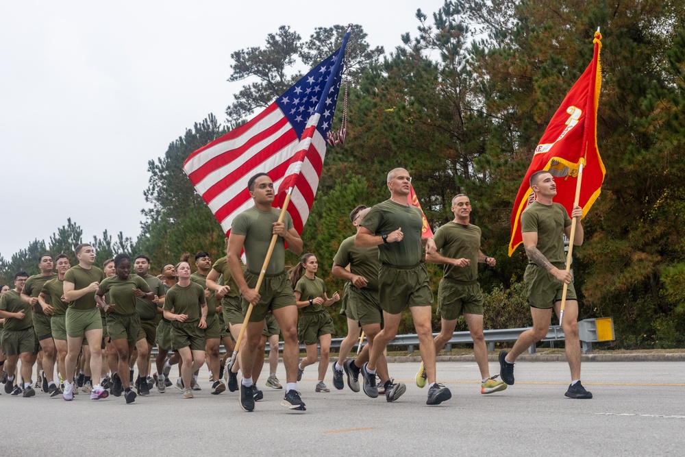 Marine Corps Combat Service Support Schools celebrates 249th birthday of the Marine Corps with motivational run