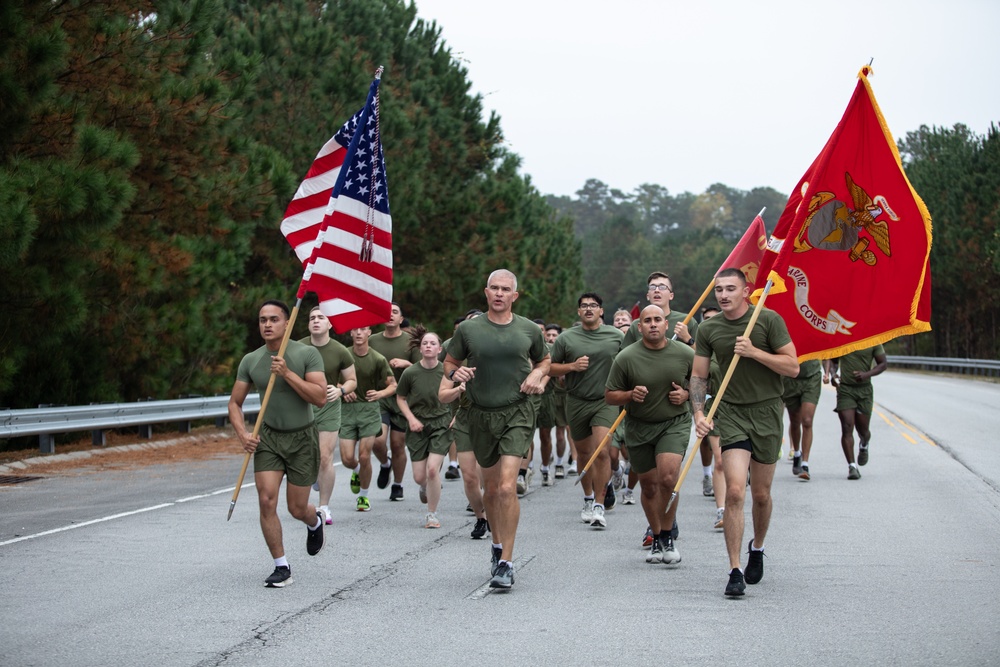 Marine Corps Combat Service Support Schools celebrates 249th birthday of the Marine Corps with motivational run