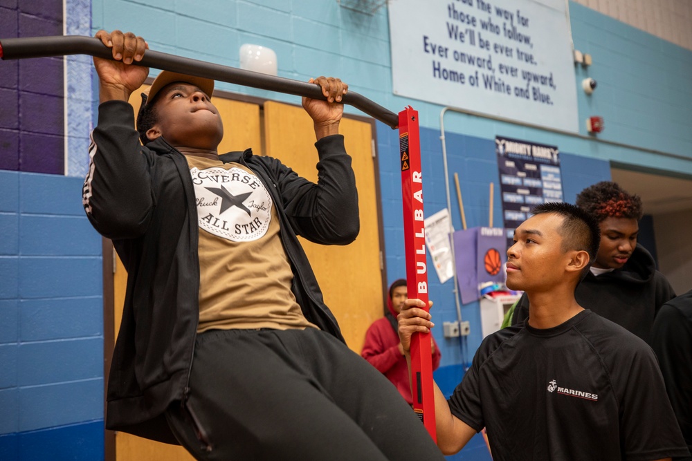 Marines team up with No Hate Tour at Elsik High School